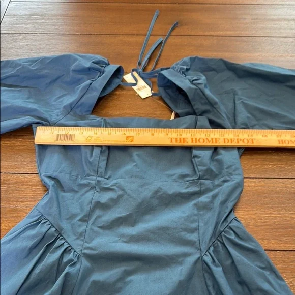 Anthropologie Square Neck Poplin Mini Dress Long Sleeve Teal NWT Size Small - Picture 15 of 15